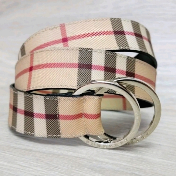 Authentic Burberry women belt nova check double 0 Buckle .Sz 44/110 - Picture 1 of 6
